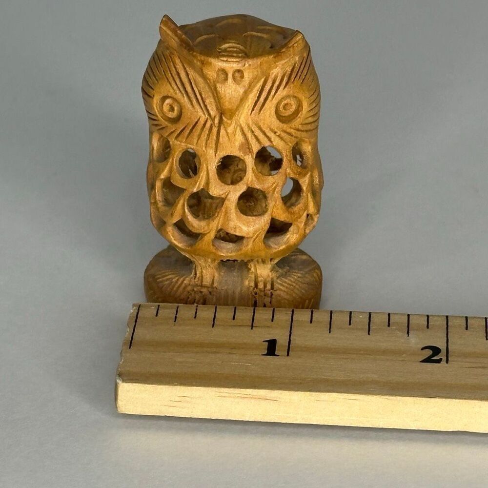 Vintage Hand Carved Wooden Owl With Baby Owl Inside - Picture 8 of 10